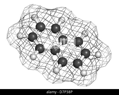 Naphthalene mothball ingredient, molecular model. Atoms are represented as spheres with conventional color coding Stock Photo