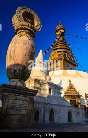 Stupa in Swayambhunath Monkey temple in Kathmandu, Nepal Stock Photo ...