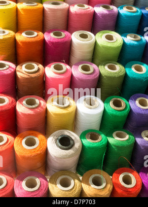 Industrial Fiber Spools Cotton Thread Factory Flare Closeup Stock Photo -  Alamy
