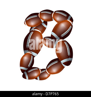 american football icon,  letter of the alphabet, font type icon designed out of a balls illustration Stock Photo