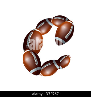 american football icon,  letter of the alphabet, font type icon designed out of a balls illustration Stock Photo