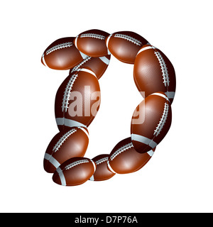 american football icon,  letter of the alphabet, font type icon designed out of a balls illustration Stock Photo