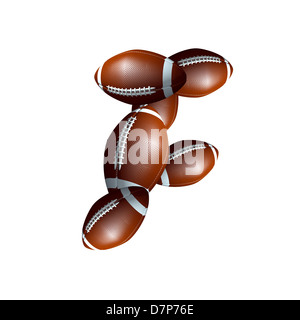 american football icon,  letter of the alphabet, font type icon designed out of a balls illustration Stock Photo