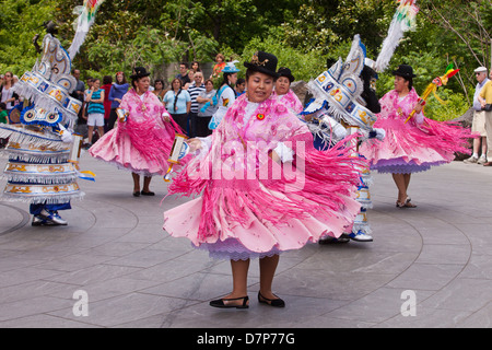 Traditional Bolivian dancers performing - Washington, DC USA Stock Photo