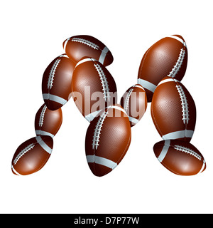 american football icon,  letter of the alphabet, font type icon designed out of a balls illustration Stock Photo