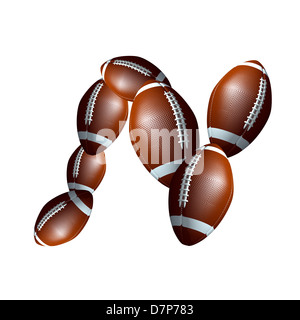 american football icon,  letter of the alphabet, font type icon designed out of a balls illustration Stock Photo