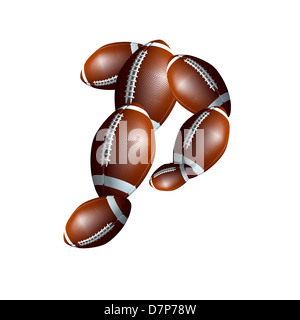 american football icon,  letter of the alphabet, font type icon designed out of a balls illustration Stock Photo