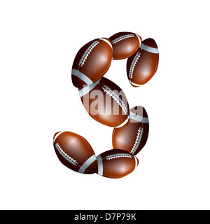 american football icon,  letter of the alphabet, font type icon designed out of a balls illustration Stock Photo