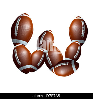 american football icon,  letter of the alphabet, font type icon designed out of a balls illustration Stock Photo