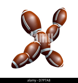 american football icon,  letter of the alphabet, font type icon designed out of a balls illustration Stock Photo