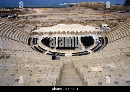 Ancient roman open air theater at the seacoast of Caesarea national park in Israel Stock Photo