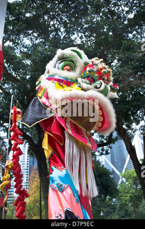 dh Hong Kong Park CENTRAL HONG KONG Chinese New Year lion dance costume head china Stock Photo