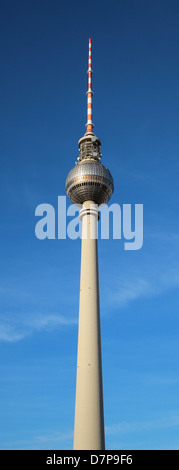TV tower in Berlin 'Berliner Fernsehturm' view from Alexanderplatz Square Stock Photo