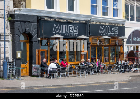 Miles Cafe Culture, Coffee House on the seafront opposite the harbour in Ramsgate Kent UK Stock Photo