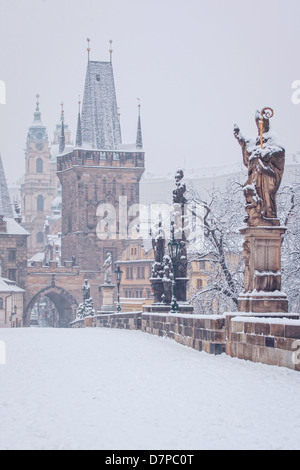 Landscape In Winter In Prague, Czech Republic With St. Vitus Cathedral 