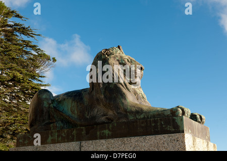 lion statue at Rhodes memorial, Cape Town, South Africa Stock Photo