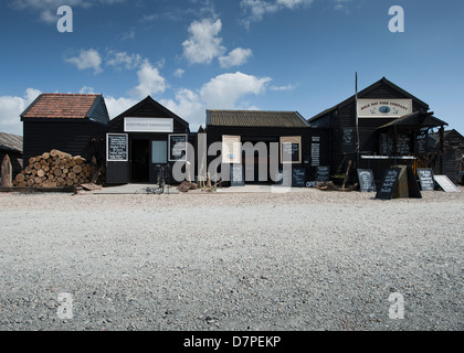 Fish mongers buildings at Southwold harbour Suffolk UK Stock Photo