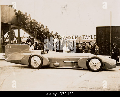 Sir Malcolm Campbell at the wheel of the 'Bluebird', with crowd, 1926 - 1936 Stock Photo