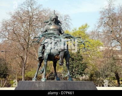 Genghis Khan statue by Dashi Namdakov, at Marble Arch, central London UK Stock Photo