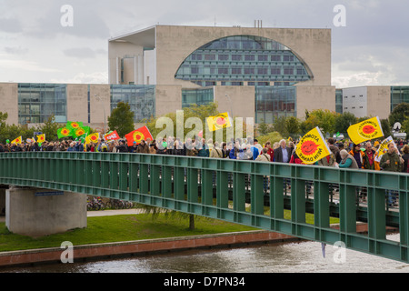 anti-nuclear demonstration in government district, here in front of the chancellery, Berlin Stock Photo