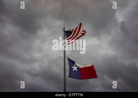 United States of America and Texas flags. Stock Photo