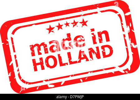 Red rubber stamp of made in holland Stock Photo