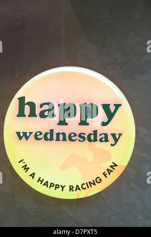 dh Happy Valley racecourse CAUSEWAY BAY HONG KONG Happy Wednesday sign at Hong Kong race meeting Stock Photo