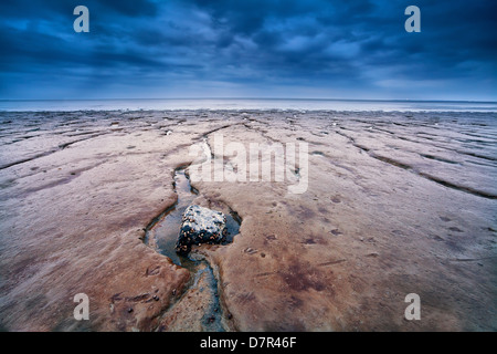 mud on North sea bottom at low tide, Moddergat, the Netherlands Stock Photo