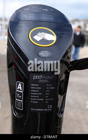 Pod Point for charging an electric car in the Fife coastal town of Anstruther Stock Photo