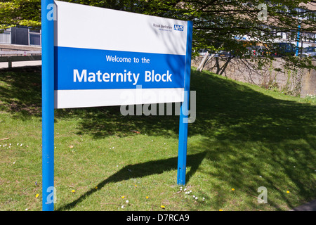 Maternity department welcome sign at the Royal Berkshire Hospital in Reading, England, GB, UK Stock Photo