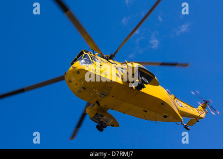 RAF Sea King and Rescue team out training on the Northumberland Coast Stock Photo