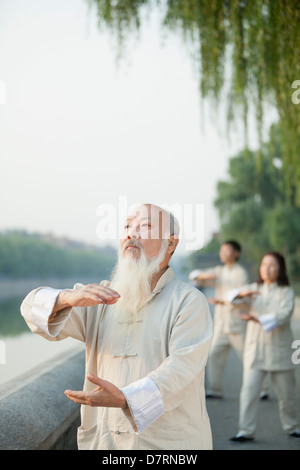 Chinese Practicing Tai Ji Stock Photo