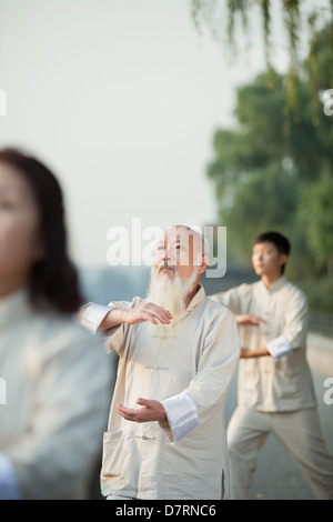 Chinese Practicing Tai Ji Stock Photo