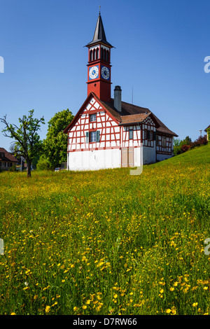 Old school building in Neerach, Canton of Zurich, Switzerland. Stock Photo