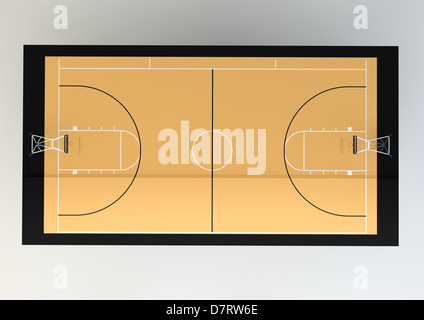 3d Realistic Illustration of Basketball Court - Top View Stock Photo