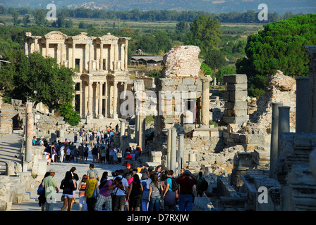EPHESUS (EFESUS, EFES), TURKEY. Curetes Way and the Library of Celsus. 2011. Stock Photo