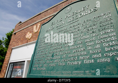 Tennessee, Memphis. Sun Studio. Exterior with Elvis sign. Stock Photo