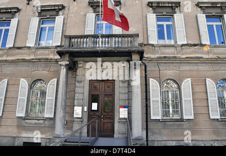 Building of Federal Criminal Court of Switzerland where six former managers of the MUS (Mostecka uhelna) coal-mining company will be on trial for illegal taking the money from the company and using it to buy company´s shares. Building of Federal Criminal Court is seen in Bellinzona, Switzerland, May 12, 2013. (CTK Photo/Stanislav Mundil) Stock Photo