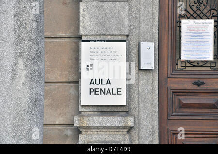 Building of Federal Criminal Court of Switzerland where six former managers of the MUS (Mostecka uhelna) coal-mining company will be on trial for illegal taking the money from the company and using it to buy company´s shares. Building of Federal Criminal Court is seen in Bellinzona, Switzerland, May 12, 2013. (CTK Photo/Stanislav Mundil) Stock Photo