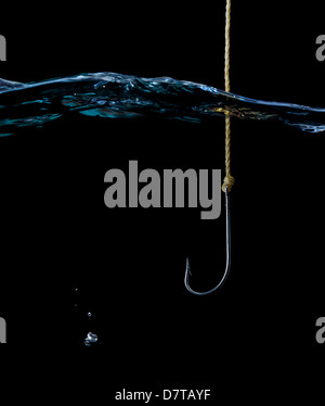 Fish hook underwater Stock Photo