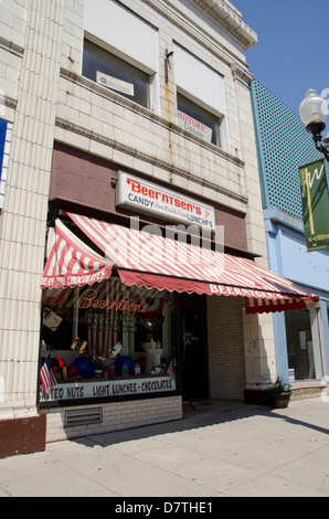 Wisconsin, Manitowoc. Downtown, 8th street. Beerntsen's Confectionery, an, Old Fashioned candy store and ice cream parlor. Stock Photo