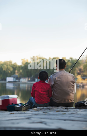 Two Teenage Boys Fishing Stock Photo