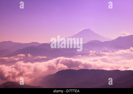 Mount Fuji and sea of clouds Stock Photo