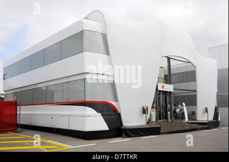 Montmelo, Spain. 12th May 2013. Sauber Hospitailty Motorhome during the Formula One Grand Prix of Spain on Circuit de Catalunya race track in Montmelo near Barcelona, SpainCredit: Kolvenbach/Alamy Live News Stock Photo
