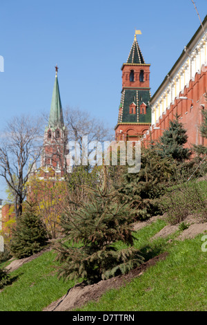 The Moscow Kremlin, Komendantskaya Tower and the Alexander Garden Stock Photo