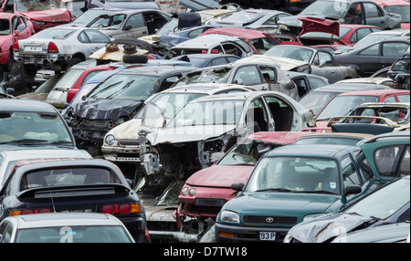 Cars in Scrapyard Stock Photo