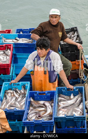 Sardine fishermen in Los Organos village near Mancora, Peru, South America Stock Photo