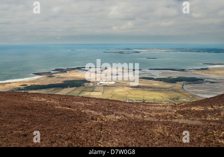 View westwards over the regional Sligo Airport towards the open Atlantic, from the summit of Knocknarea, County Sligo, Ireland