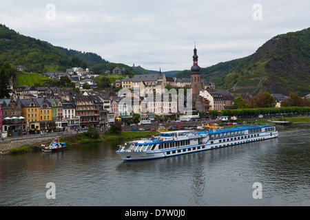 River cruise ship on the Moselle River, Germany Stock Photo