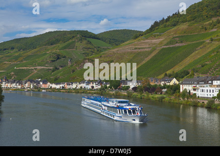 River cruise ship on the Moselle River, Germany Stock Photo